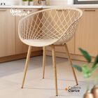 Kit 3 Cadeiras Clarice Nest Wood Com Apoio De Braço - Bege
