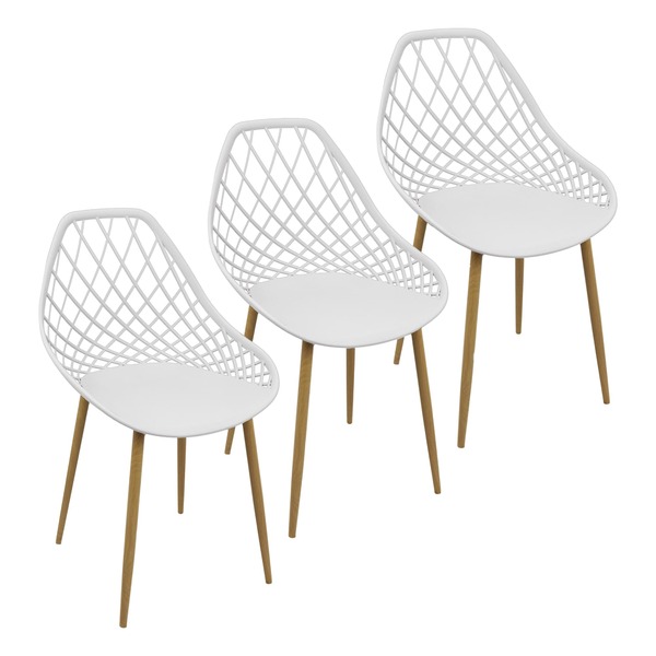 Kit 3 Cadeiras Cleo Cloe Clarice Web Jardim Assento Polipropi