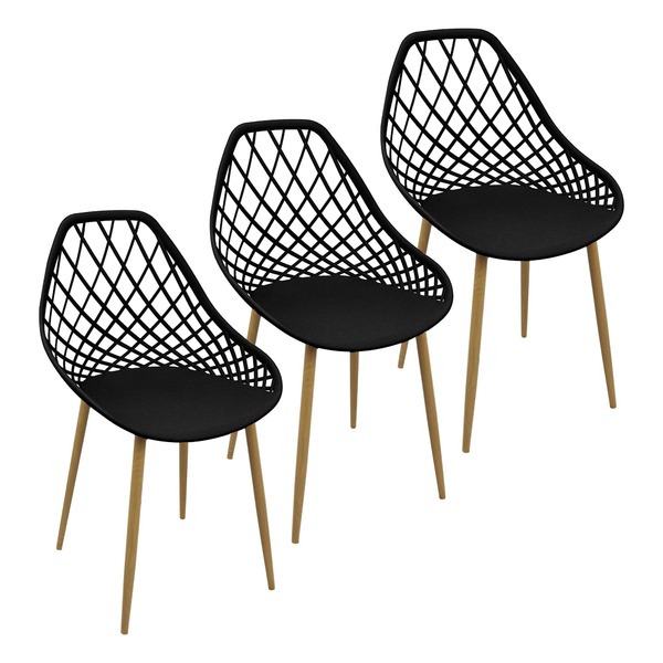 Kit 3 Cadeiras Cleo Cloe Clarice Web Jardim Assento Polipropi