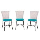 Kit 3 Cadeiras Cozinha Sala De Jantar Varanda Em Alumínio E E