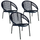 Kit 3 Cadeiras De Área Eclipse Em Aço E Corda Náutica