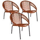 Kit 3 Cadeiras De Área Eclipse Em Aço E Corda Náutica