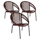 Kit 3 Cadeiras De Área Eclipse Em Aço E Corda Náutica