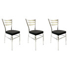 Kit 3 Cadeiras De Cozinha Com Reforço Cromada Assento Grosso