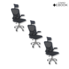 Kit 3 Cadeiras De Escritório Diretor Oficial Vegas Com Apoio