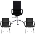 Kit 3 Cadeiras De Escritório Esteirinha Charles Eames Preta