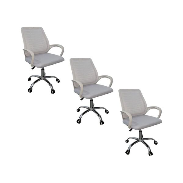 Kit 3 Cadeiras De Escritório Esteirinha Mesh Ergonômica - Bra