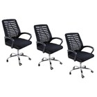 Kit 3 Cadeiras De Escritório Esteirinha Mesh Ergonômica - Pre
