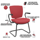 Kit 3 Cadeiras De Escritório Fixa Executiva Office Preto Slim