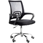 Kit 3 Cadeiras De Escritório Mesh Assento Estofado Base Girat