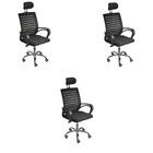 Kit 3 Cadeiras De Escritório Oficial Secretaria Diretor Roma