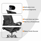 Kit 3 Cadeiras De Escritório Secretaria Diretor Roma Ergonômi