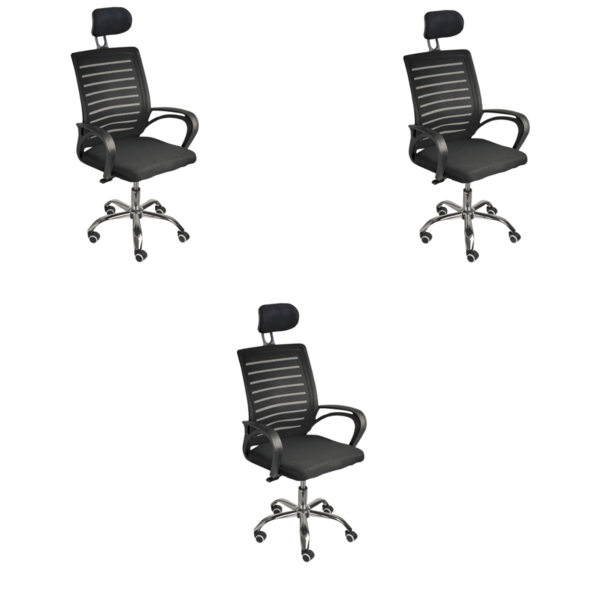 Kit 3 Cadeiras De Escritório Secretaria Diretor Roma Ergonômi