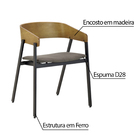 Kit 3 Cadeiras De Jantar Base Aço Luke Suede Marrom/nogueira