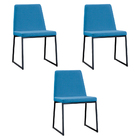 Kit 3 Cadeiras De Jantar Decorativa Base Aço Preto Javé Linho