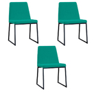Kit 3 Cadeiras De Jantar Decorativa Base Aço Preto Javé Linho