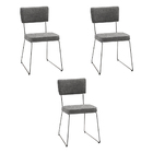 Kit 3 Cadeiras De Jantar Decorativa Base Aço Preto Luigi Linh