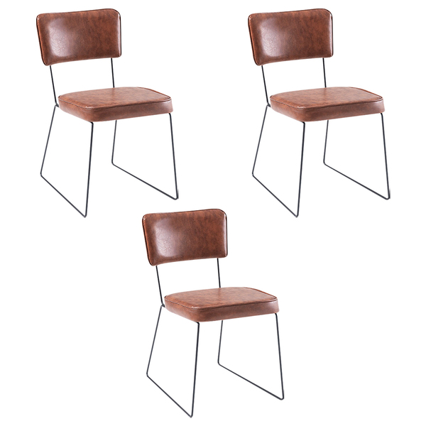 Kit 3 Cadeiras De Jantar Decorativa Base Aço Preto Luigi Pu C