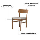 Kit 3 Cadeiras De Jantar Em Madeira Blues Poliéster Off White