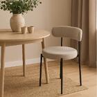 Kit 3 Cadeiras De Jantar Linho Cinza Camelia Com Encosto Curv