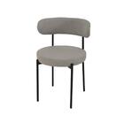 Kit 3 Cadeiras De Jantar Linho Cinza Camelia Com Encosto Curv