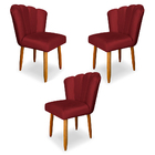 Kit 3 Cadeiras De Jantar Pétala Estofada Pés Palito Veludo -