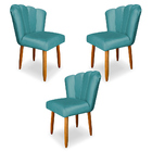 Kit 3 Cadeiras De Jantar Pétala Estofada Pés Palito Veludo -