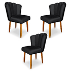Kit 3 Cadeiras De Jantar Pétala Estofada Pés Palito Veludo -