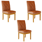 Kit 3 Cadeiras De Sala De Jantar Estofadas Gomes Madeira Maci