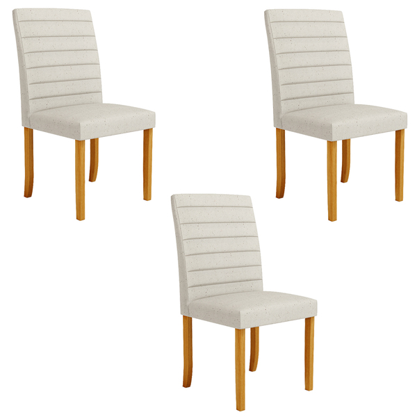 Kit 3 Cadeiras De Sala De Jantar Estofadas Veiga Madeira Maci