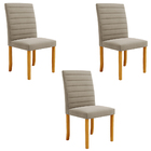 Kit 3 Cadeiras De Sala De Jantar Estofadas Veiga Madeira Maci