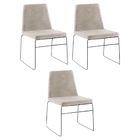 Kit 3 Cadeiras Decorativa Sala De Jantar Anne Camurça Bege G1