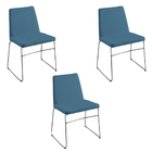 Kit 3 Cadeiras Decorativa Sala De Jantar Anne Linho Azul G17