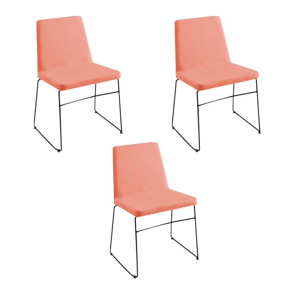 Kit 3 Cadeiras Decorativa Sala De Jantar Anne Linho Rosa G17