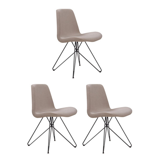 Kit 3 Cadeiras Decorativa Sala De Jantar Base De Aço Meyer Li