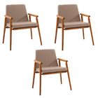 Kit 3 Cadeiras Decorativa Sala De Jantar Sidnei Linho Bege G1