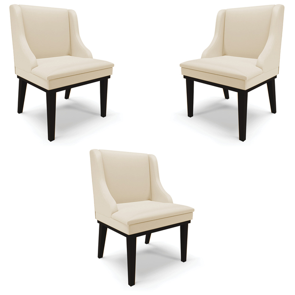 Kit 3 Cadeiras Decorativas Sala De Jantar Base Fixa De Madeir