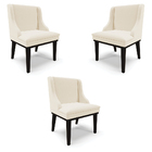 Kit 3 Cadeiras Decorativas Sala De Jantar Base Fixa De Madeir