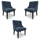 Kit 3 Cadeiras Decorativas Sala De Jantar Base Fixa De Madeir