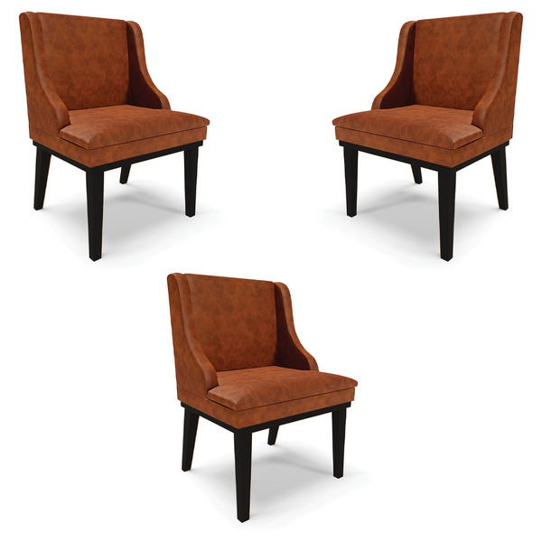Kit 3 Cadeiras Decorativas Sala De Jantar Base Fixa De Madeir