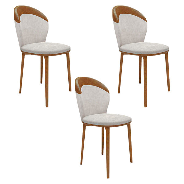 Kit 3 Cadeiras Decorativas Sala De Jantar Madeira Maciça Pusk