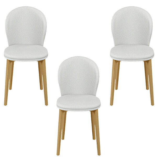 Kit 3 Cadeiras Decorativas Sala De Jantar Madeira Maciça Pusk