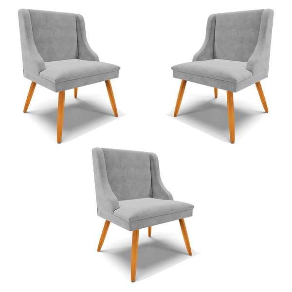 Kit 3 Cadeiras Decorativas Sala De Jantar Pés Palito De Madei