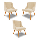 Kit 3 Cadeiras Decorativas Sala De Jantar Pés Palito De Madei