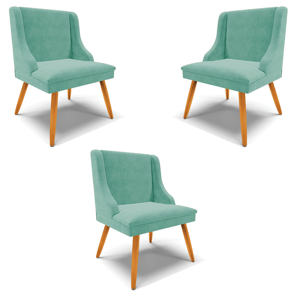 Kit 3 Cadeiras Decorativas Sala De Jantar Pés Palito De Madei