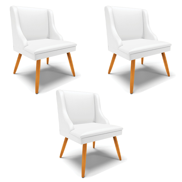 Kit 3 Cadeiras Decorativas Sala De Jantar Pés Palito De Madei