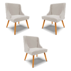 Kit 3 Cadeiras Decorativas Sala De Jantar Pés Palito De Madei