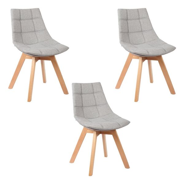 Kit 3 Cadeiras Decorativas Sala De Jantar Vision Linho Cinza