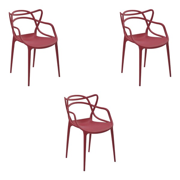 Kit 3 Cadeiras Decorativas Sala E Cozinha Feliti (pp) Cereja