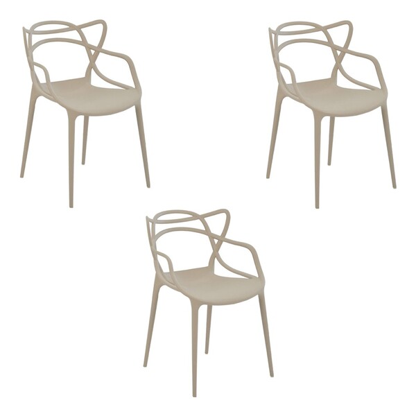 Kit 3 Cadeiras Decorativas Sala E Cozinha Feliti (pp) Nude G5